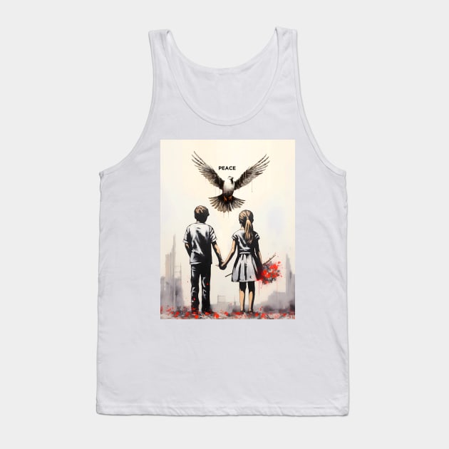 Against Hate: Call for a Peaceful Resolution Tank Top by Puff Sumo